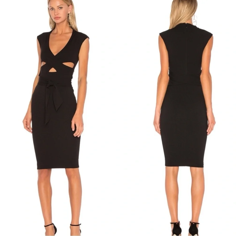 NOOKIE Miami Black Sleeveless Wrap Cut Out Dress